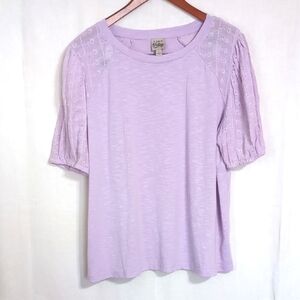 Como Vintage Light Purple Eyelet Sleeve Tee Size Extra Large